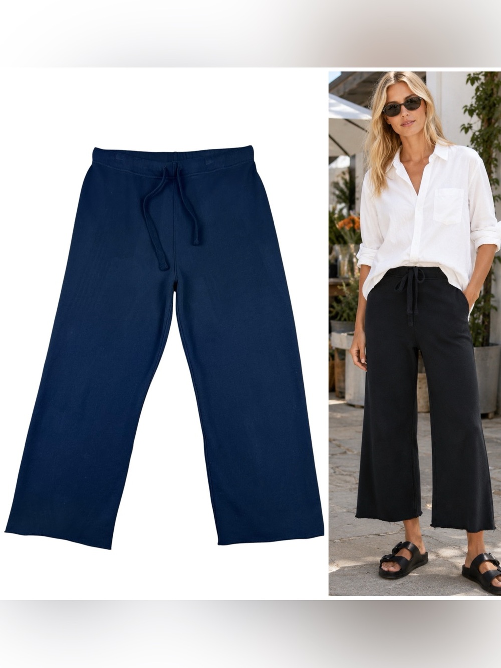 Frank & Eileen Catherine Favorite Wide Leg Sweatpants L Crop Minimalist Lounge